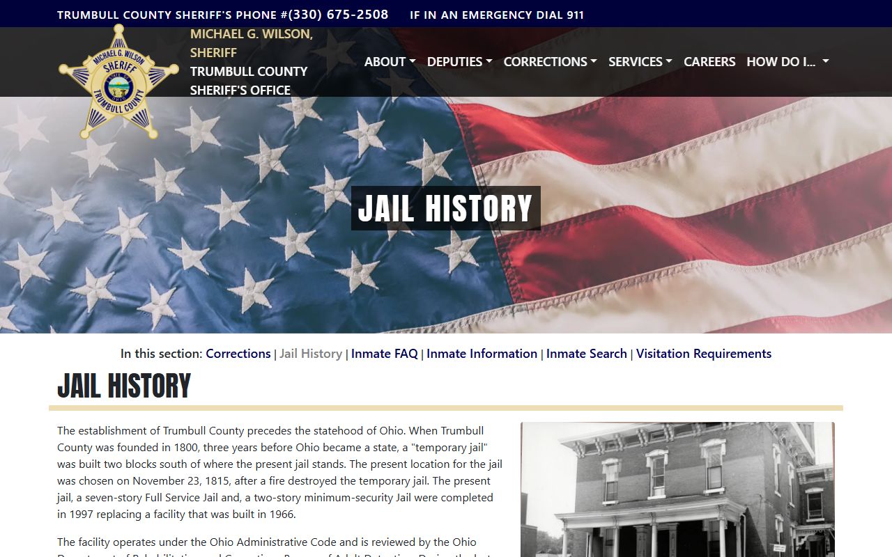 Trumbull County Adult Justice Center jail history and inmate facility page