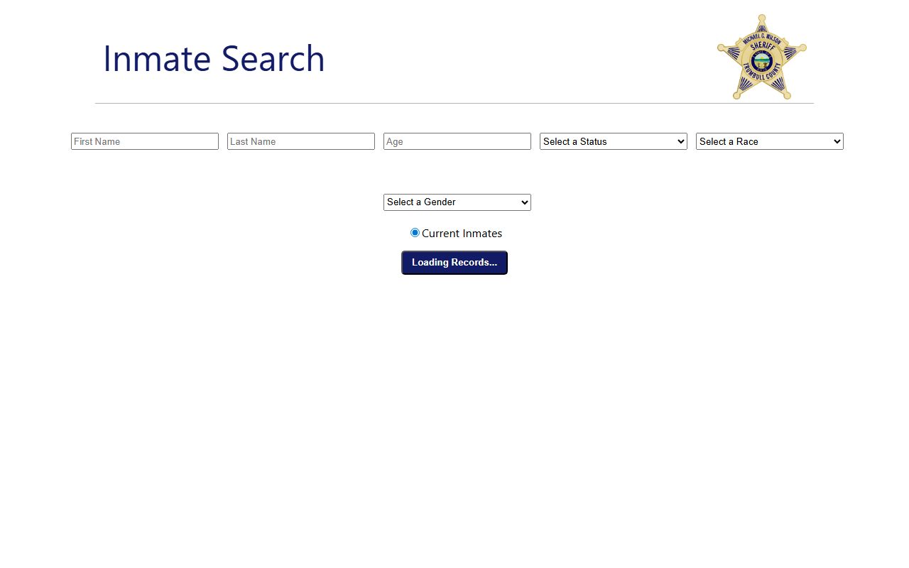 Trumbull County inmate population PublicView roster search screen