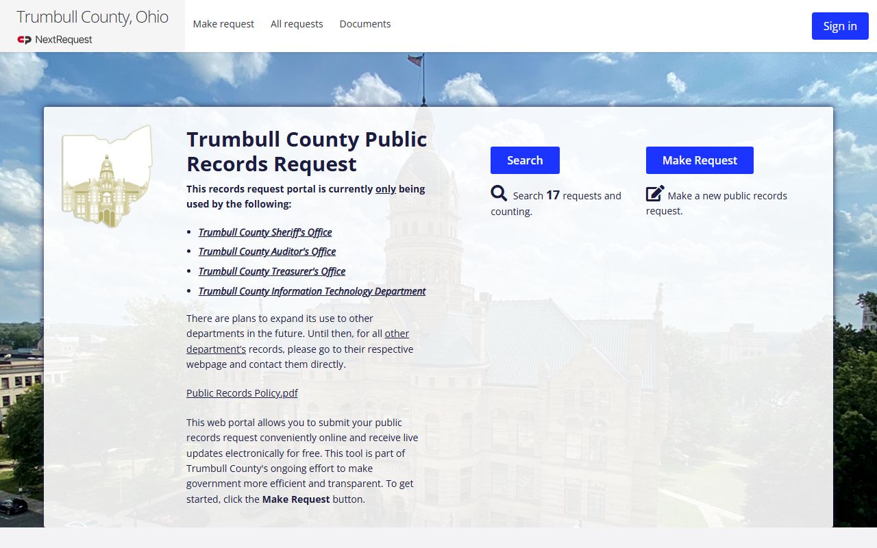 Trumbull County booking photo public records request portal